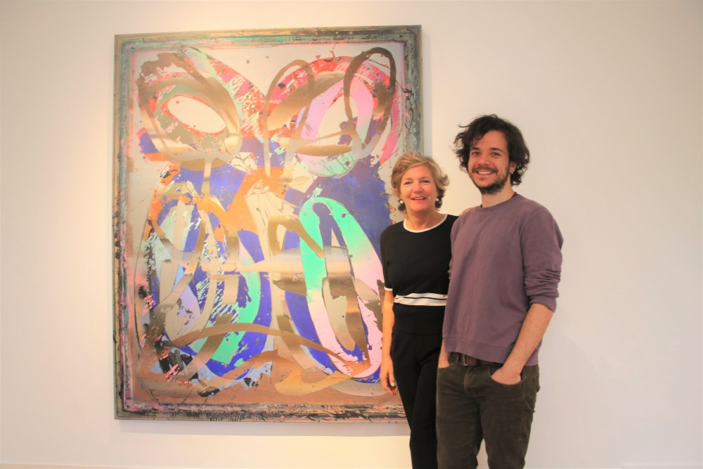 Der Künstler Rudi Ninov mit Sotheby-Chefin Nina Buhne Foto: Edda Rössler