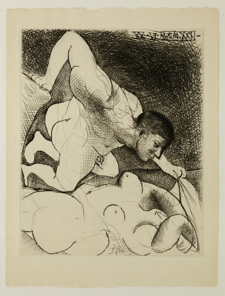 Homme dévoilant une Femme, Suite Vollard #5, 1931, 1933 Radierung auf Bütten © Die Galerie